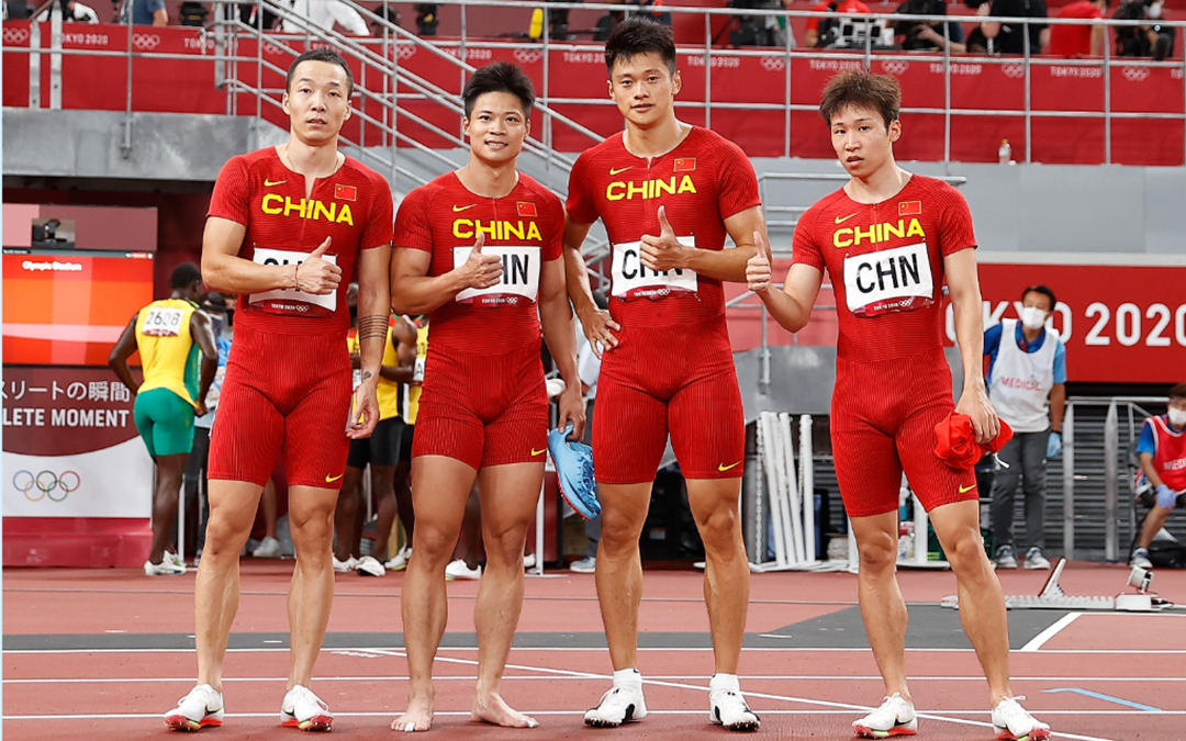中国男子4×100米接力队东京奥运会主力队员吴智强、苏炳添、谢震业、汤星强（从左至右）均入围世锦赛名单。
